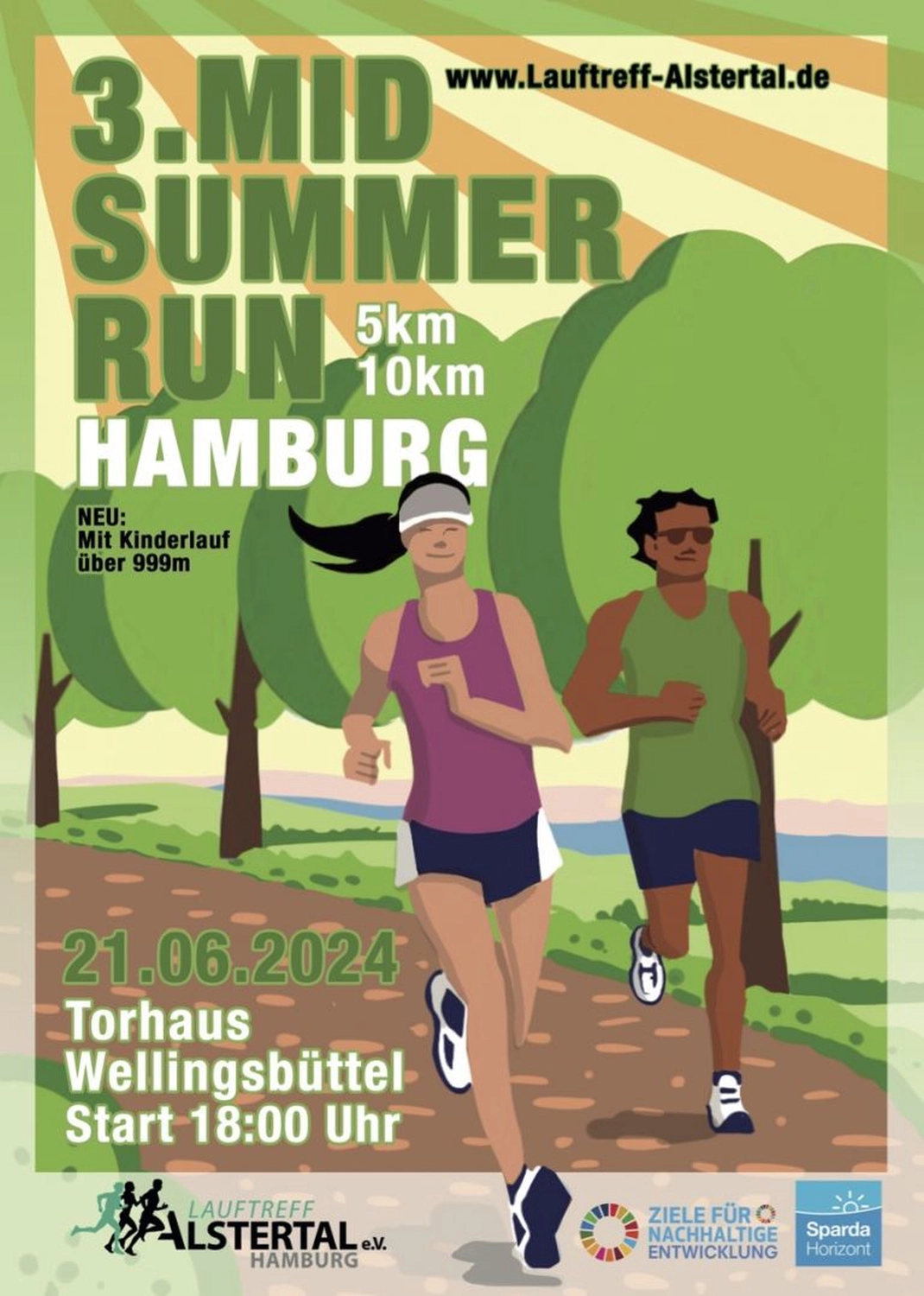 3. MidSummerRun am 21.06.2024 Flyer vom Lauftreff Alstertal e.V.